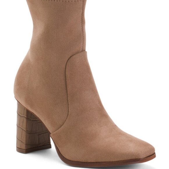 NEW DOLCE VITA Petya Suede Dress Heel Booties mushroom for women 563tn - Picture 7 of 8